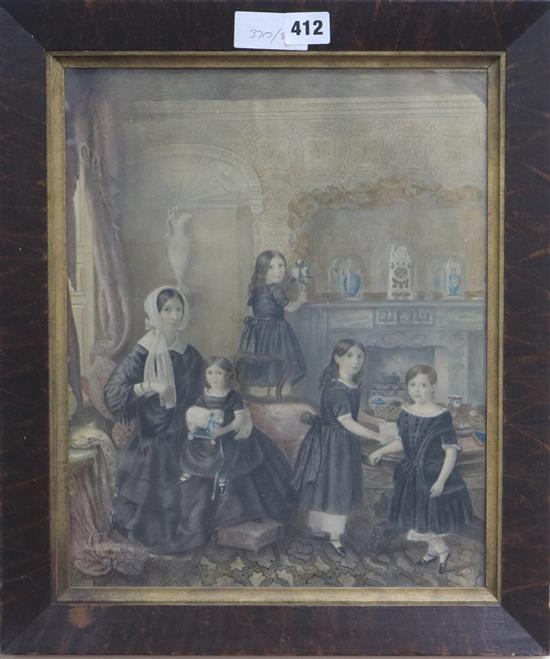 Victorian school Family portrait 37 x 29cm